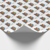 カスタマイズ可能なノアのアークベビーバプテスマ、ボーイブルー ラッピングペーパー (角)