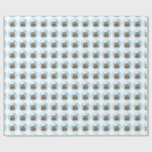 カスタマイズ可能なノアのアークベビーバプテスマ、ボーイブルー ラッピングペーパー (フラット)