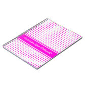 カスタマイズ可能なノートブック、ピンク色の水玉模様 ノートブック (左側)