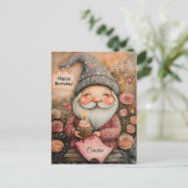 カスタマイズ可能なノームの誕生日デザイン ポストカード (スタンド正面)