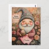 カスタマイズ可能なノームの誕生日デザイン ポストカード (正面/裏面)