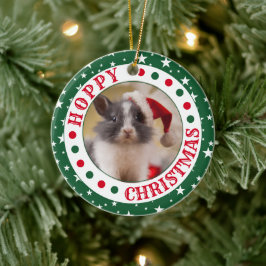 カスタマイズ可能なハウスラビット | Hoppy Christmas Photo セラミックオーナメント