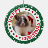 カスタマイズ可能なハウスラビット | Hoppy Christmas Photo セラミックオーナメント (裏面)