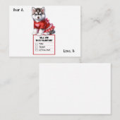 カスタマイズ可能なハスキー子犬のバレンタイン ノートカード (正面/裏面)