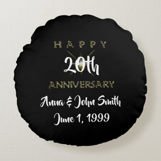 カスタマイズ可能なハッピーアニバーサリースターリー ラウンドクッション (正面)