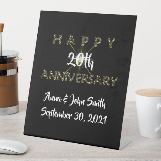 カスタマイズ可能なハッピーアニバーサリースター 台座サイン (インサイチュ)