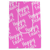 カスタマイズ可能なハッピーイースターピンク ミディアムペーパーバッグ (裏面)