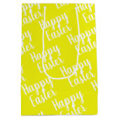 カスタマイズ可能なハッピーイースター黄色 ミディアムペーパーバッグ (裏面)