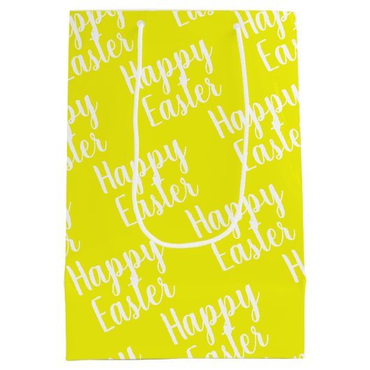カスタマイズ可能なハッピーイースター黄色 ミディアムペーパーバッグ (裏面)