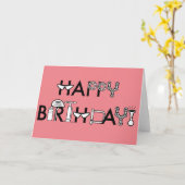 カスタマイズ可能なハッピーバースデーのバイクのスタイルのピンク色 カード (黄色い花)