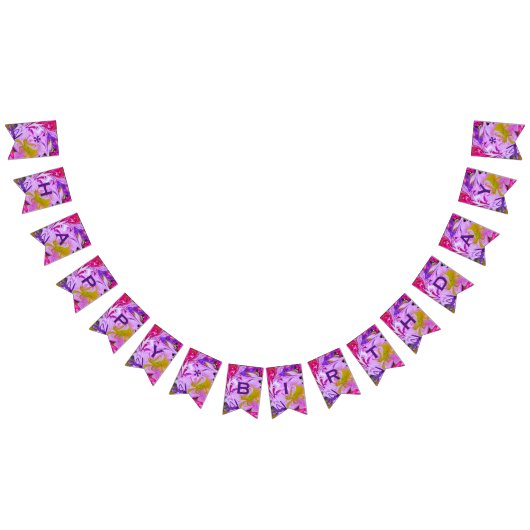 カスタマイズ可能なハッピーバースデーの紫色及び抽象芸術 バンティングフラッグ (全)