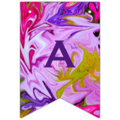 カスタマイズ可能なハッピーバースデーの紫色及び抽象芸術 バンティングフラッグ (第3の旗)