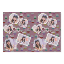 カスタマイズ可能なハッピーバースデーカップケーキフォトコラージュ