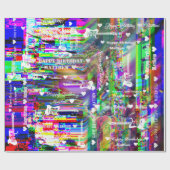 カスタマイズ可能なハッピーバースデーカラフルグリッチギター ラッピングペーパー (フラット)