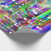 カスタマイズ可能なハッピーバースデーカラフルグリッチギター ラッピングペーパー (角)