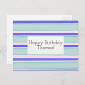 カスタマイズ可能なハッピーバースデーカードストライプの ポストカード (正面/裏面)