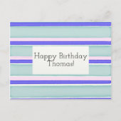 カスタマイズ可能なハッピーバースデーカードストライプの ポストカード (正面)