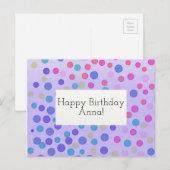 カスタマイズ可能なハッピーバースデーカード紙吹雪紫 ポストカード (正面/裏面)