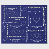 カスタマイズ可能なハッピーバースデーパパネイビーダークハート ラッピングペーパー (フラット)