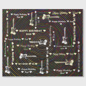 カスタマイズ可能なハッピーバースデーパパヴィンテージギター ラッピングペーパー (フラット)