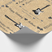カスタマイズ可能なハッピーバースデーライトパターンギター ラッピングペーパー (角)