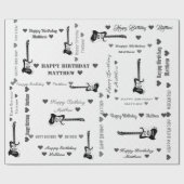 カスタマイズ可能なハッピーバースデーライトパターンギター ラッピングペーパー (フラット)