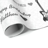 カスタマイズ可能なハッピーバースデーライトパターンギター ラッピングペーパー (ロールコーナー)