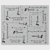 カスタマイズ可能なハッピーバースデーライトパターンギター ラッピングペーパー (フラット)