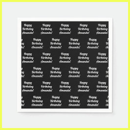 カスタマイズ可能なハッピーバースデー文字 |黒と白 スタンダードカクテルナプキン