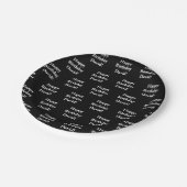 カスタマイズ可能なハッピーバースデー文字 |黒と白 ペーパープレート (アングル)