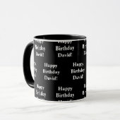 カスタマイズ可能なハッピーバースデー文字 |黒と白 マグカップ (正面左)