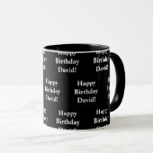 カスタマイズ可能なハッピーバースデー文字 |黒と白 マグカップ (正面右)