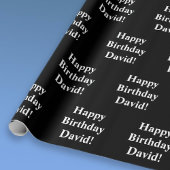 カスタマイズ可能なハッピーバースデー文字 |黒と白 ラッピングペーパー