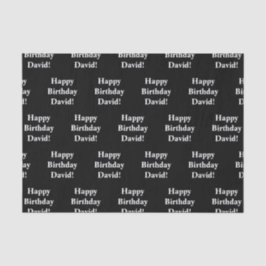 カスタマイズ可能なハッピーバースデー文字 |黒と白 薄葉紙