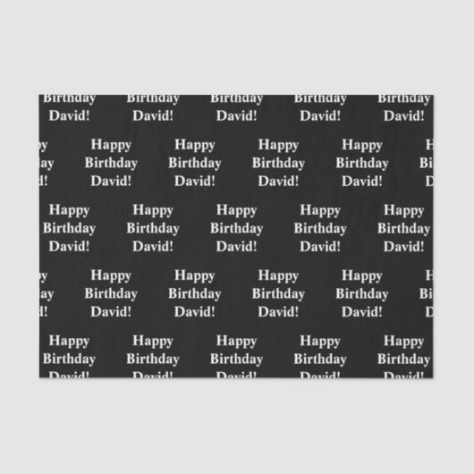 カスタマイズ可能なハッピーバースデー文字 |黒と白 薄葉紙 (正面)