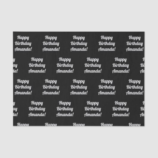 カスタマイズ可能なハッピーバースデー文字 |黒と白 薄葉紙 (正面)