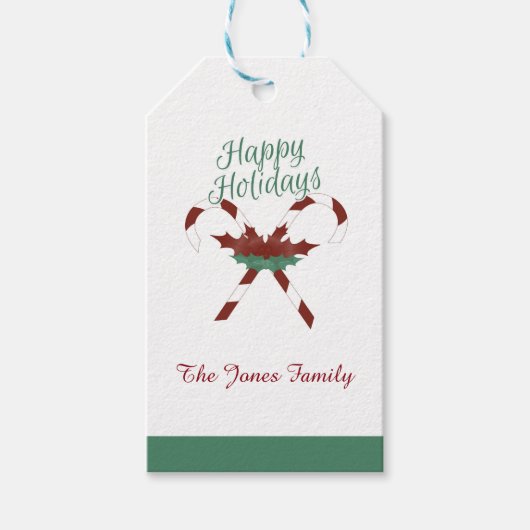 カスタマイズ可能なハッピーホリデーズギフトラベルラベル ギフトタグ (正面)