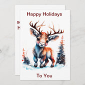 カスタマイズ可能なハッピーホリデーズトナカイ，クリスマス シーズンカード (正面/裏面)