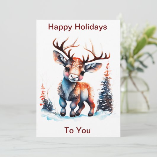 カスタマイズ可能なハッピーホリデーズトナカイ,クリスマス シーズンカード (スタンド正面)