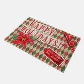 カスタマイズ可能なハッピーホリデーヴィンテージラッピング紙 ドアマット (アングル)