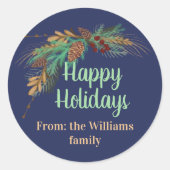 カスタマイズ可能なハッピーホリデー:...ステッカー ラウンドシール (正面)