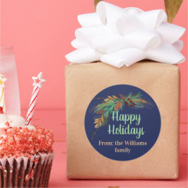 カスタマイズ可能なハッピーホリデー：...ステッカー ラウンドシール