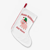 カスタマイズ可能なハッピーホリデー！ピグ小妖精や小人 スモールクリスマスストッキング (正面 (吊り時))