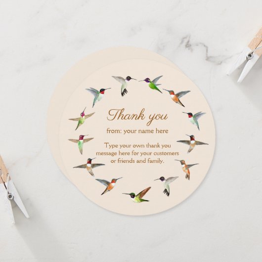 カスタマイズ可能なハミングバードありがとうございました カード (正面/裏面インサイチュ)