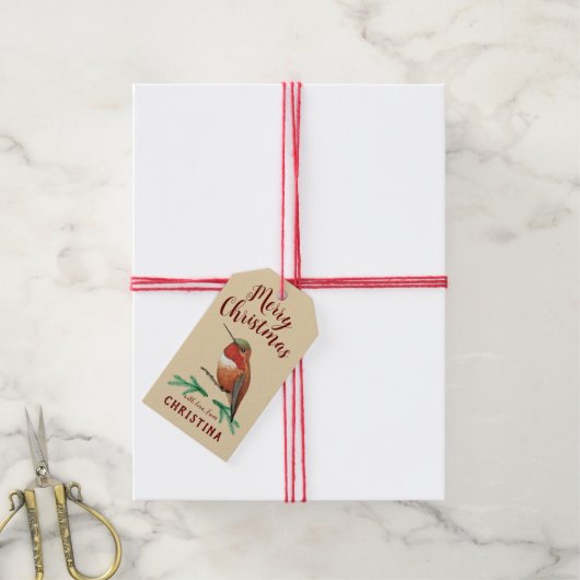 カスタマイズ可能なハミングバードギフトラベル ギフトタグ (より糸付き)