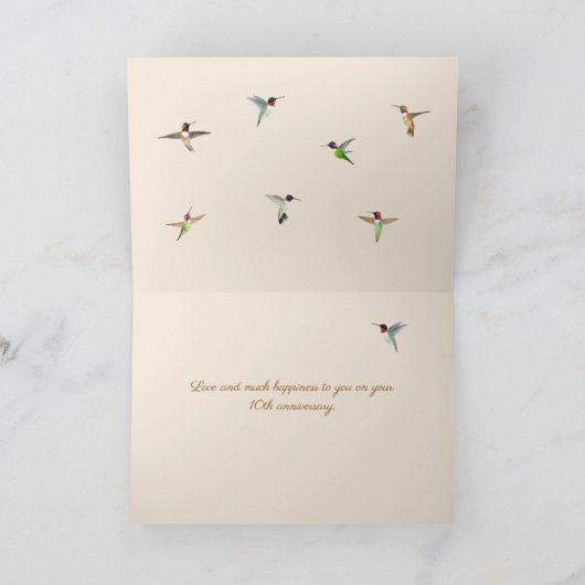 カスタマイズ可能なハミングバードハッピーアニバーサリーカード カード (内部)