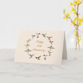 カスタマイズ可能なハミングバードハッピーアニバーサリーカード カード (黄色い花)