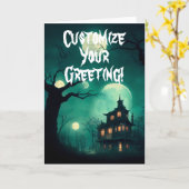 カスタマイズ可能なハロウィン ハウス 折り紙カード カード (黄色い花)