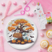 カスタマイズ可能なハロウィーンおもしろい ペーパープレート (パーティー)