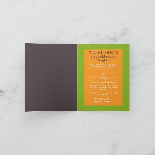 カスタマイズ可能なハロウィーンの招待 招待状 (内部)